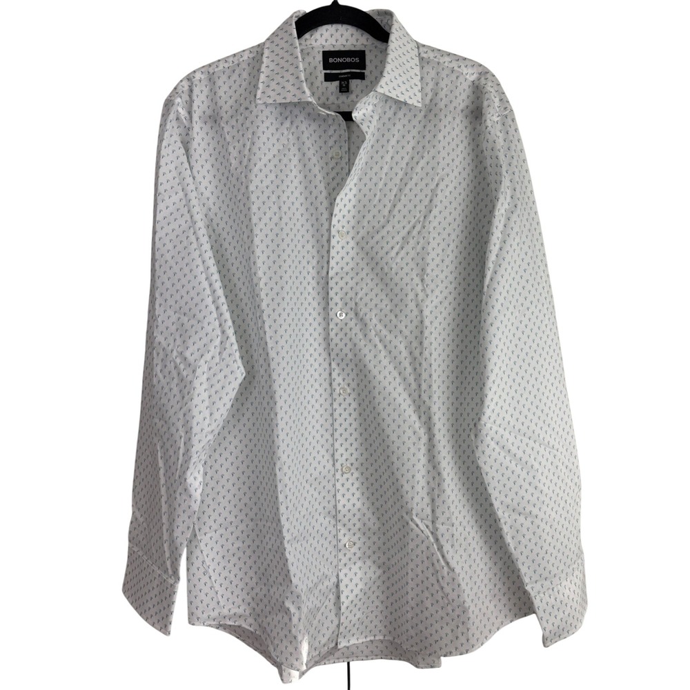 Bonobos Mens Jetsetter Stretch Dress Shirt 16.5 36 Standard White Lightning NWOT